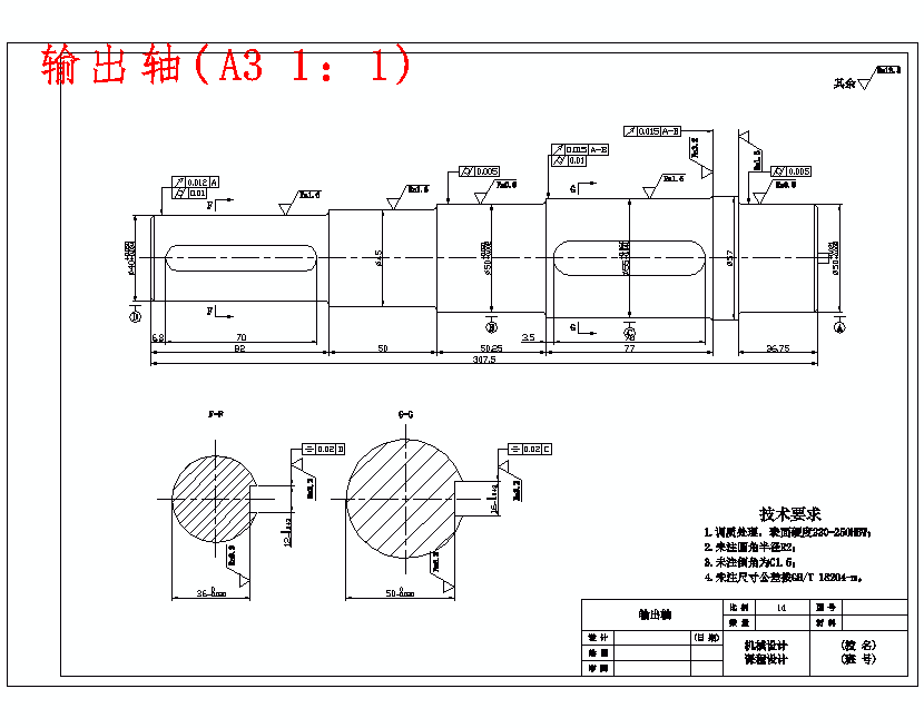 单级斜齿圆柱齿轮减速器设计P=3436w，n=130rm含3张CAD图